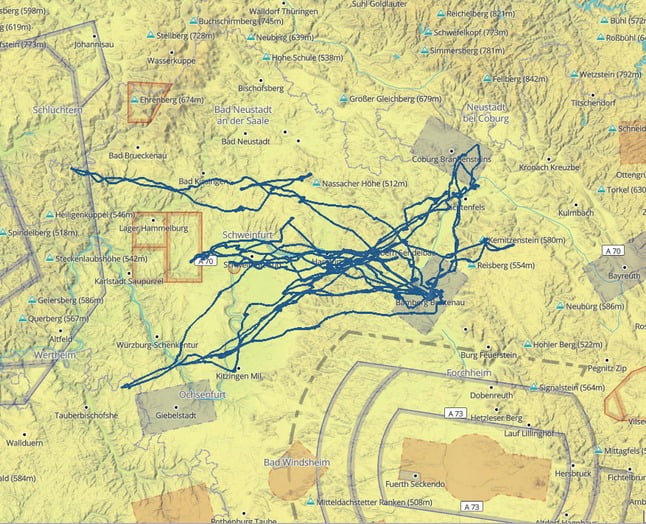 Die sechs Flüge der Bamberger Mannschaft